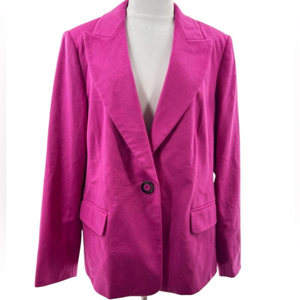 NWT Marina Rinaldi‎ fuschia wool angora blend blazer jacket sz 18